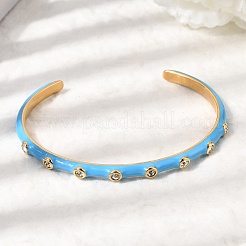 304 Stainless Steel Enamel Cuff Bangles for Women&nbsp;BJEW-D408-10G