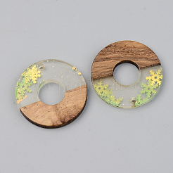 Transparent Resin & Walnut Wood Pendants&nbsp;RESI-S389-013A-D01