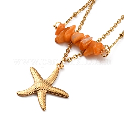Dyed Natural Shell Chips Charms Anklet&nbsp;AJEW-G049-01G