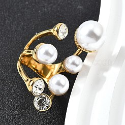 304 Stainless Steel & Cubic Zirconia & Plastic Cuff Rings for Women&nbsp;RJEW-M102-01G