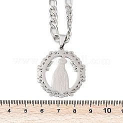 Ring with Virgin Mary 201 Stainless Steel Pendant Necklaces for Men Women&nbsp;LS-NJEW-K283-23P