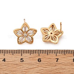 Flower Brass Micro Pave Cubic Zirconia Stud Earrings for Women&nbsp;EJEW-G428-28C-02