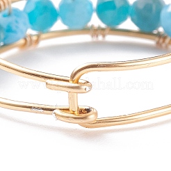 3Pcs 3 Style Natural Apatite & Moss Agate & Shell Pearl Braided Finger Rings&nbsp;RJEW-TA00024