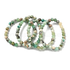 Natural Green Line Jasper Round Beaded Stretch Bracelets for Women&nbsp;BJEW-F535-02A