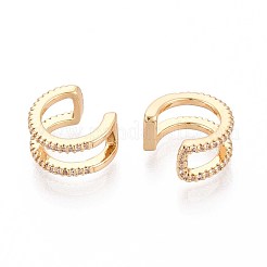Brass Micro Pave Clear Cubic Zirconia Cuff Earrings&nbsp;EJEW-T047-67G