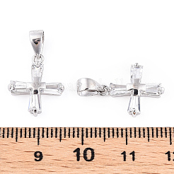 Rhodium Plated 925 Sterling Silver Pave Clear Cubic Zirconia Pendants&nbsp;STER-T007-39P
