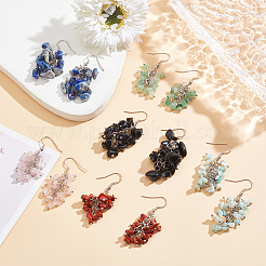6 Pairs 6 Styles Natural Mixed Gemstone Chips Cluster Earrings&nbsp;EJEW-AN0004-78
