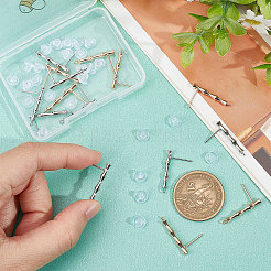 20Pcs Brass Bamboo Shape Stud Earring Findings&nbsp;KK-BBC0004-91