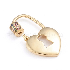 Brass Micro Pave Cubic Zirconia Screw Carabiner Lock Charms&nbsp;ZIRC-I041-09A