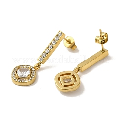Ion Plating(IP) Stainless Steel Inlay Rhinestone & Clear Cubic Zirconia Stud Earrings for Women&nbsp;EJEW-M024-08D-G