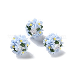 Luminous Polymer Clay Rhinestone Floral Ball Beads&nbsp;CLAY-U002-01C