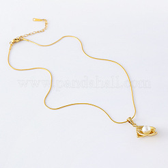 3Pcs Stainless Steel Pave Imitation Pearl Twist Pendant Necklaces for Women&nbsp;DY8858