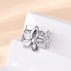 Brass Adjustable Open Cuff Rings for Women&nbsp;RJEW-R021-01P