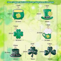 35Pcs 7 Styles Saint Patrick's Day Alloy Enamel Pendants&nbsp;ENAM-CJ0005-45