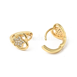 Cubic Zirconia Heart with Star Hoop Earrings&nbsp;EJEW-G312-15G-02