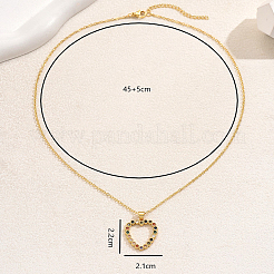 Brass Micro Pave Cubic Zirconia Hollow Heart Pendant Necklaces for Women&nbsp;ED7102-1