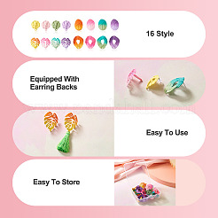 32Pcs 16 Style Spray Painted Iron Stud Earring Findings&nbsp;FIND-TA0001-87