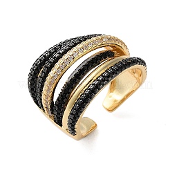 Rack Plating Brass Multi Line Open Cuff Ring&nbsp;RJEW-C065-01G