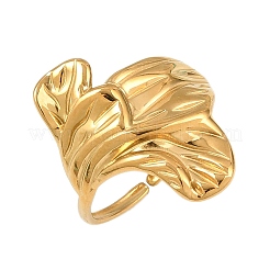 Flower 304 Stainless Steel Cuff Rings for Women&nbsp;RJEW-Z123-01G