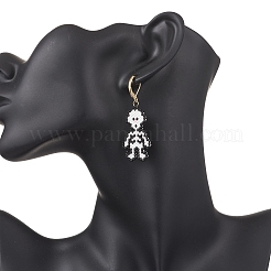 MIYUKI Delica Beads Beaded Skeleton Leverback Earrings&nbsp;EJEW-MZ00580