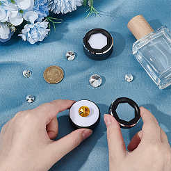 Aluminium Loose Diamond Storage Boxes with Hexagonal Glass Visible Lid&nbsp;CON-WH0110-55B