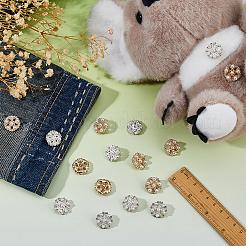 16Pcs 2 Styles 1-Hole Zinc Alloy Rhinestone Shank Buttons&nbsp;BUTT-FH0001-032