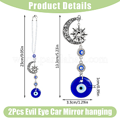 2Pcs Blue Evil Eye Car Hanging Ornament&nbsp;HJEW-DC0001-12
