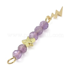 3Pcs 3 Styles Natural Amethyst Faceted Round Beaded Pendants&nbsp;PALLOY-JF03604-04