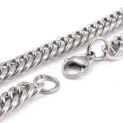 Non-Tarnish Men's 304 Stainless Steel Diamond Cut Cuban Link Chain Necklaces&nbsp;NJEW-I248-01P