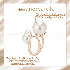 4Pcs 4 Styles Plastic Imitation Pearl Beaded Open Cuff Ring&nbsp;RJEW-AN0001-18