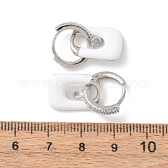 Brass Micro Pave Clear Cubic Zirconia Rectangle Dangle Earrings Findings&nbsp;EJEW-A149-01B-P