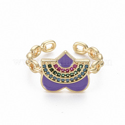 Brass Micro Pave Cubic Zirconia Cuff Rings&nbsp;RJEW-Q164-011-NF