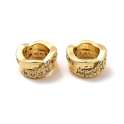 Criss Cross Rack Plating Brass Micro Pave Cubic Zirconia European Beads&nbsp;KK-C010-26