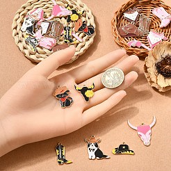 24Pcs 12 Styles West Cowboy Theme Golden Plated Alloy Enamel Pendants&nbsp;FIND-YW0006-74
