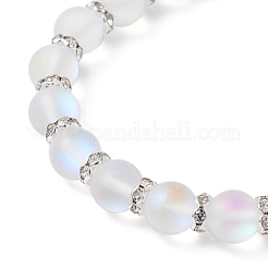 Frosted Synthetic Moonstone & Resin Round Beads Stretch Bracelets for Men Women&nbsp;BJEW-JB12455