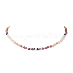 Natural Amethyst & Tourmaline & Sunstone & Rose Quartz Round Beaded Necklaces and Bracelet Set&nbsp;SJEW-JS01383
