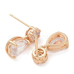 Rack Plating Brass Cubic Zirconia Stud Earrings&nbsp;EJEW-M090-09G-01