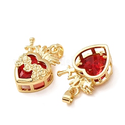 Brass Pave Red Cubic Zirconia Pendants&nbsp;CU-CBA7B6A-01G