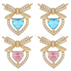 8Pcs 2 Colors Brass Micro Pave Cubic Zirconia Pendants&nbsp;KK-BBC0019-71
