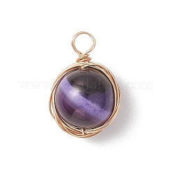 Copper Wire Wrapped Natural Banded Agate(Dyed & Heated) Pendants&nbsp;PALLOY-JF04950