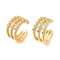 Brass Micro Pave Clear Cubic Zirconia Cuff Earrings&nbsp;EJEW-F370-38B-G