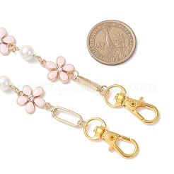 Flower Zinc Alloy Enamel Crystal Rhinestone with Glass Pearl Bead Link Chain Bag Decorative Chains&nbsp;FIND-JF00159-02