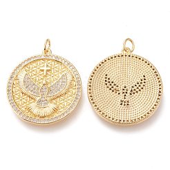Brass Micro Pave Clear Cubic Zirconia Pendants&nbsp;ZIRC-I044-11G