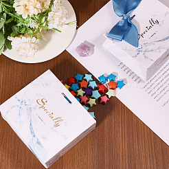 Marble Print Paper Candy Box with Cornflower Blue Polyester Ribbon&nbsp;CON-WH0106-06