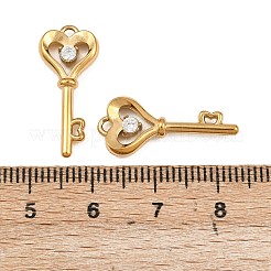 304 Stainless Steel Micro Pave Cubic Zirconia Pendants&nbsp;STAS-A132-02G
