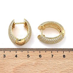 Brass Micro Pave Clear Cubic Zirconia Hoop Earrings&nbsp;EJEW-C182-07C-G