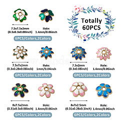 60Pcs 10 Style Alloy Enamel Bead Caps&nbsp;FIND-YS0001-16