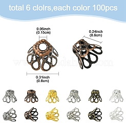 600PCS 6Colors Iron Bead Caps&nbsp;IFIN-YW0003-06