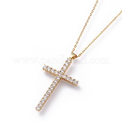 Brass Micro Pave Cubic Zirconia Pendant Necklaces&nbsp;NJEW-F271-01-G