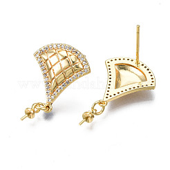 Brass Micro Pave Cubic Zirconia Stud Earring Findings&nbsp;KK-N233-137